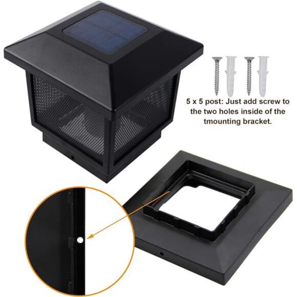 Solar LED Flickering Flame Post Lights, 72 SMD LEDs, Fits 4x4 to 6x6 Posts - Picture 4 of 7